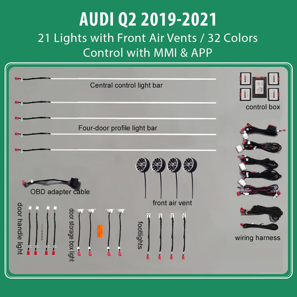 DIQ AMBIENT AUDI Q2 mod. 2017> (Digital iQ Ambient Light for Audi Q2 mod. 2017-2025 with 21 Lights)