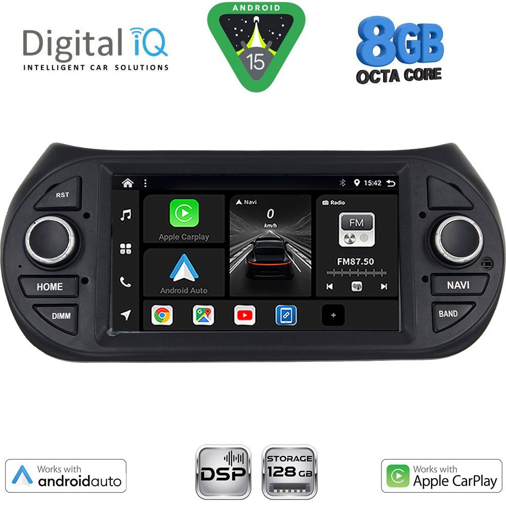 DIGITAL IQ BXF 792_CPAA (7" DVD) MULTIMEDIA SYSTEM for CT NEMO – FT FIORINO-QUBO – PG BIPPER mod. 2008-2018