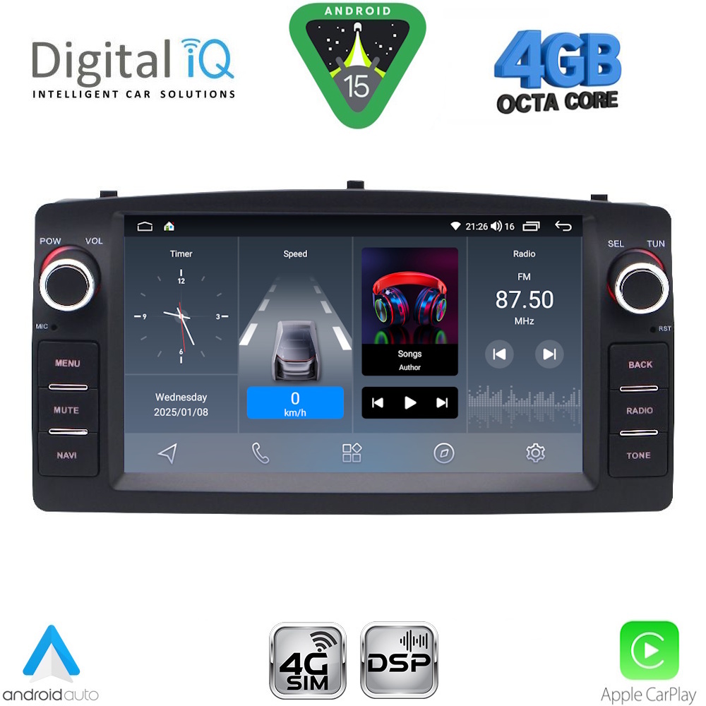 DIGITAL IQ BLG 410_CPA (7″ DECK) MULTIMEDIA OEM for TOYOTA COROLLA mod. 2000-2006