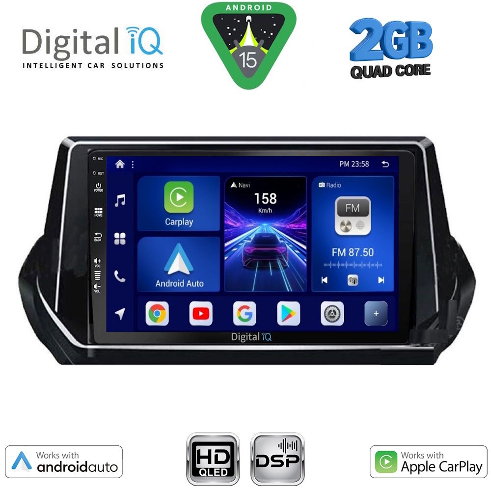 DIGITAL IQ BXC 3509_CPAA (9inc) MULTIMEDIA TABLET for PEUGEOT 208 – 2008 mod. 2021-2026