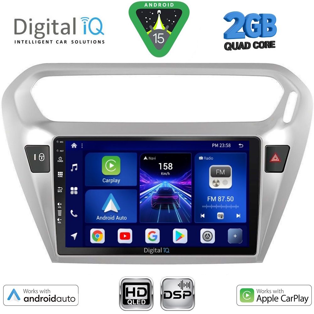 DIGITAL IQ BXC 3511SL_CPAA (9inc) MULTIMEDIA TABLET for CITROEN ELYSEE – PEUGEOT 301 mod. 2013-2026 (SILVER)