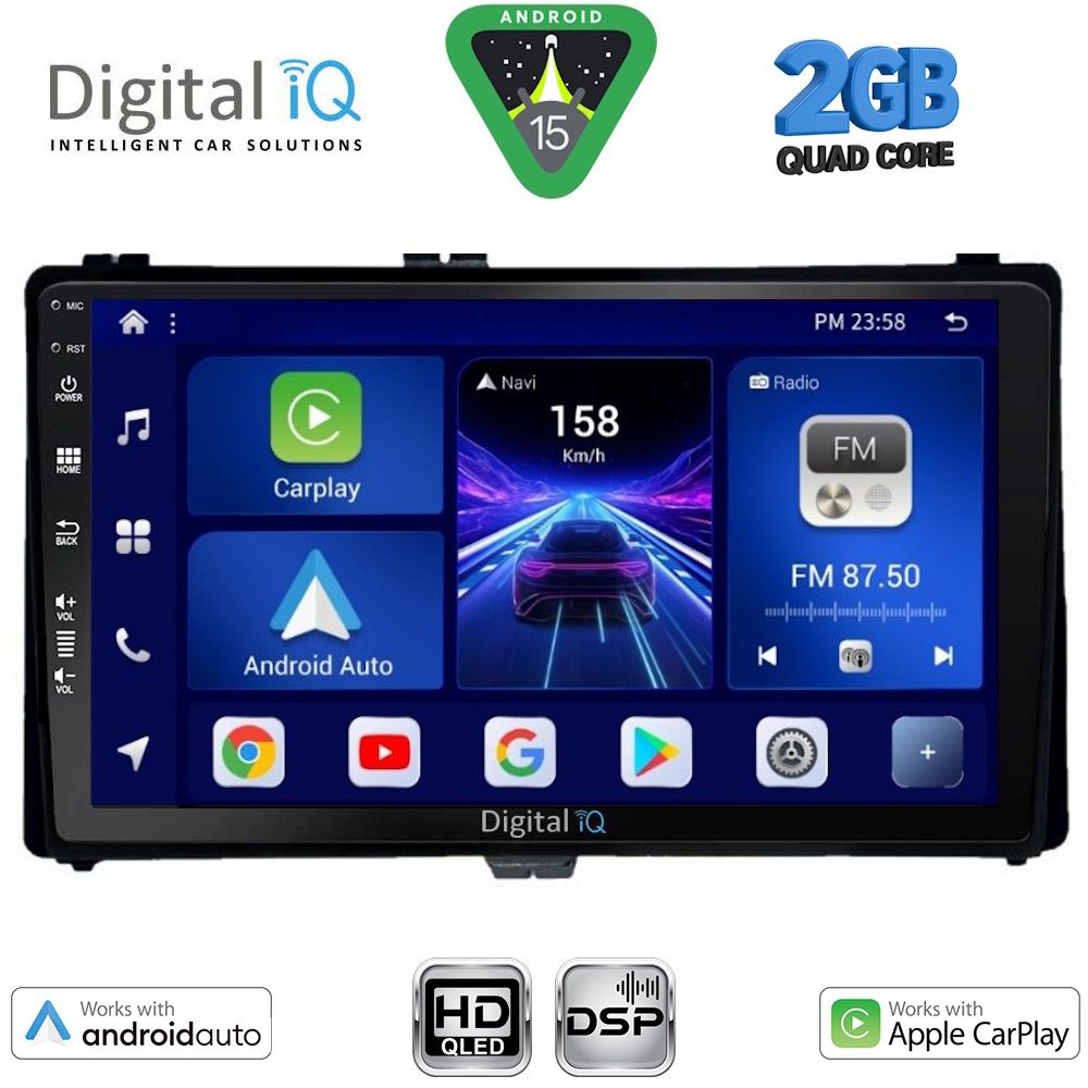 DIGITAL IQ BXC 3703_CPAA (9inc) MULTIMEDIA TABLET for TOYOTA AURIS mod. 2015-2021 – AYGO X mod. 2022-2026 – COROLLA mod. 2017-2019