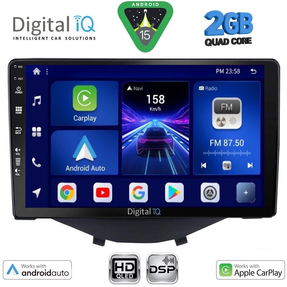 DIGITAL IQ BXC 3715_CPAA CLIMA-A/C (9inc) MULTIMEDIA TABLET for CITROEN C1-PEUGEOT 108-TOYOTA AYGO mod. 2014-2022