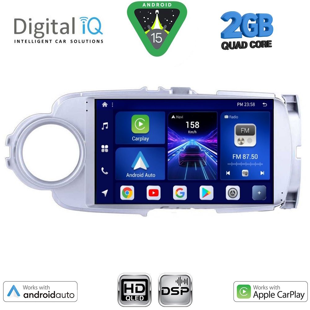DIGITAL IQ BXC 3737SL_CPAA (9inc) MULTIMEDIA TABLET for TOYOTA YARIS mod. 2011-2015 (SILVER)