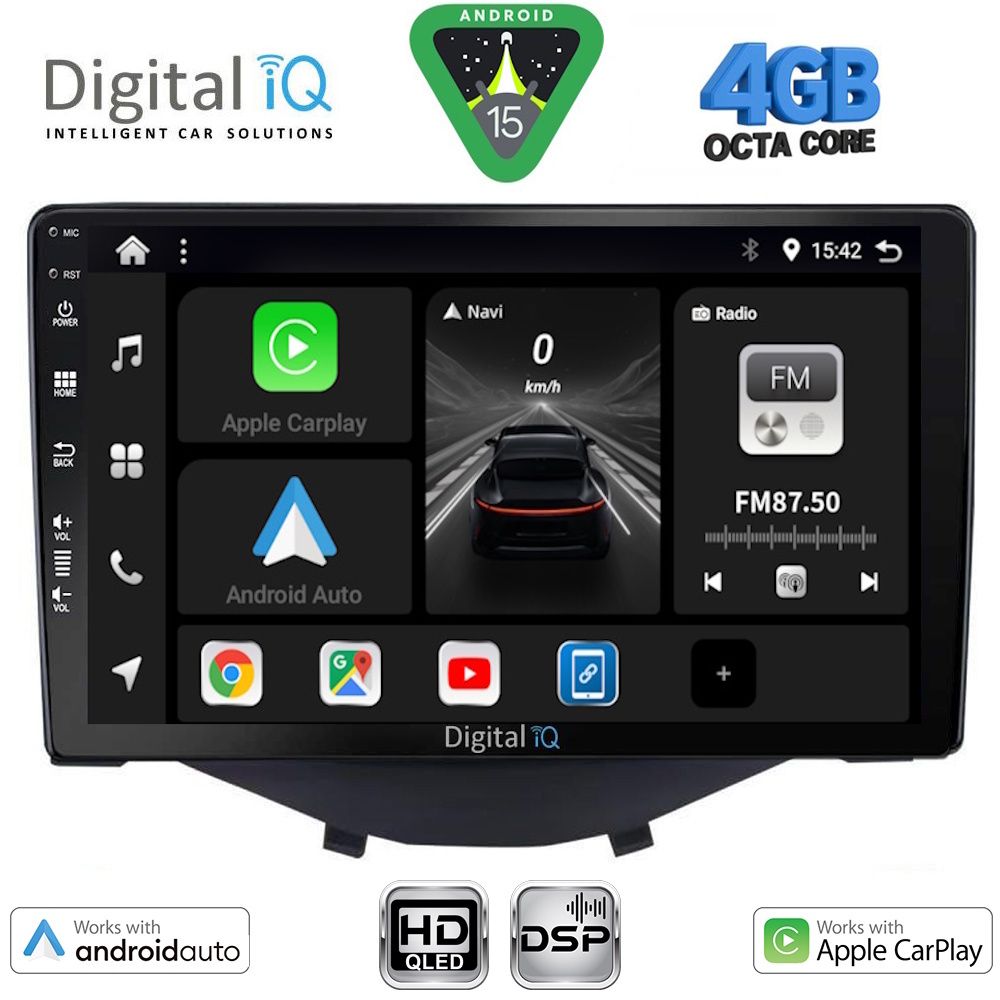 DIGITAL IQ BXF 6715_CPAA CLIMA-A/C (9inc) MULTIMEDIA TABLET for CITROEN C1-PEUGEOT 108-TOYOTA AYGO mod. 2014-2022