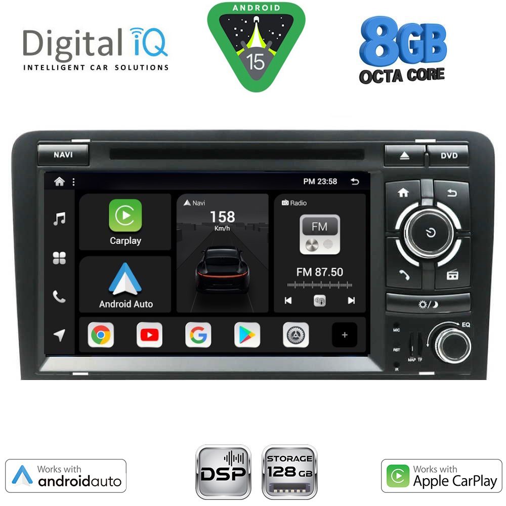 DIGITAL IQ BXF 749_CPAA (7'' DVD) MULTIMEDIA SYSTEM for AUDI A3 mod. 2003-2012