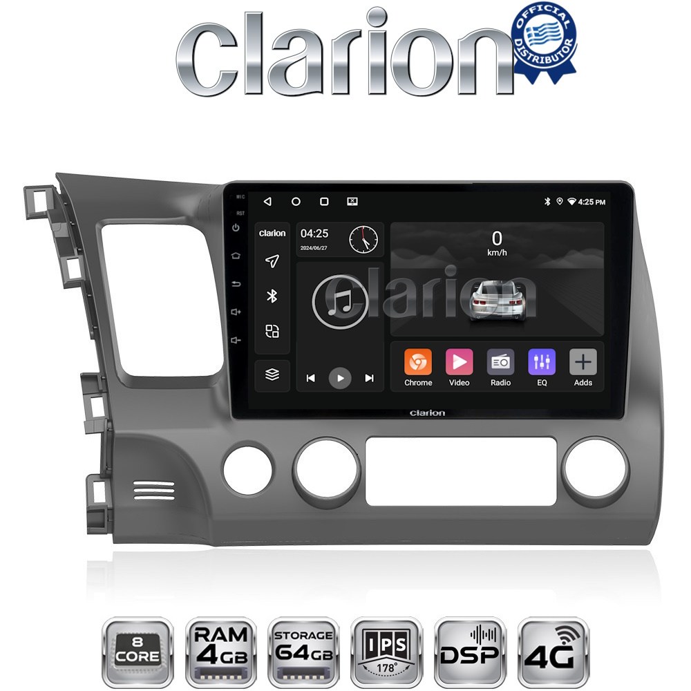 CLARION GL72644 Οθόνη OEM Multimedia Αυτοκινήτου για HONDA CIVIC 4πορτο 2006>2013 (CarPlay/AndroidAuto/BT/GPS/WIFI/GPRS)