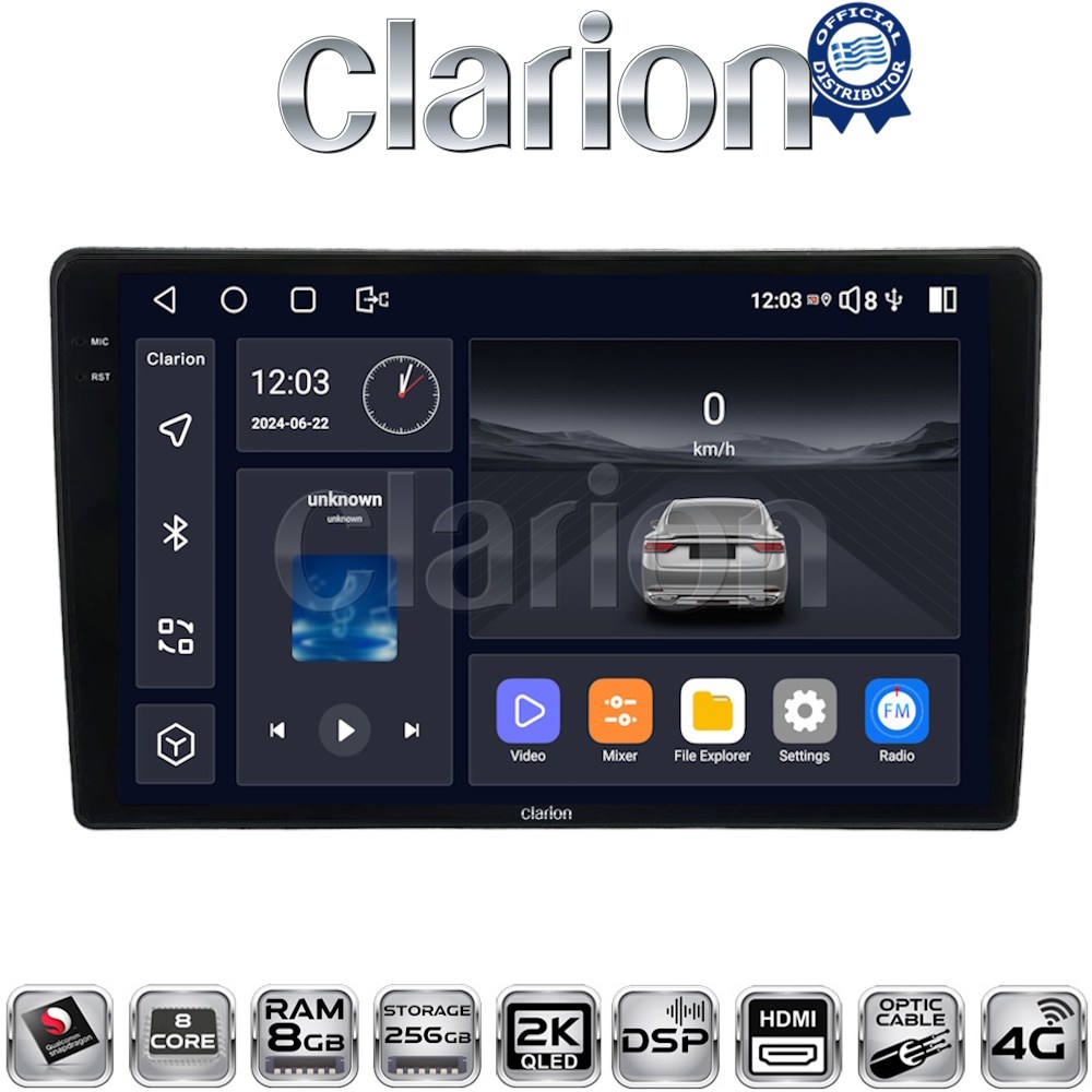 CLARION GL75458 Οθόνη OEM Multimedia Αυτοκινήτου για Nissan Micra 2014 > 2016 (CarPlay/AndroidAuto/BT/GPS/WIFI/GPRS)