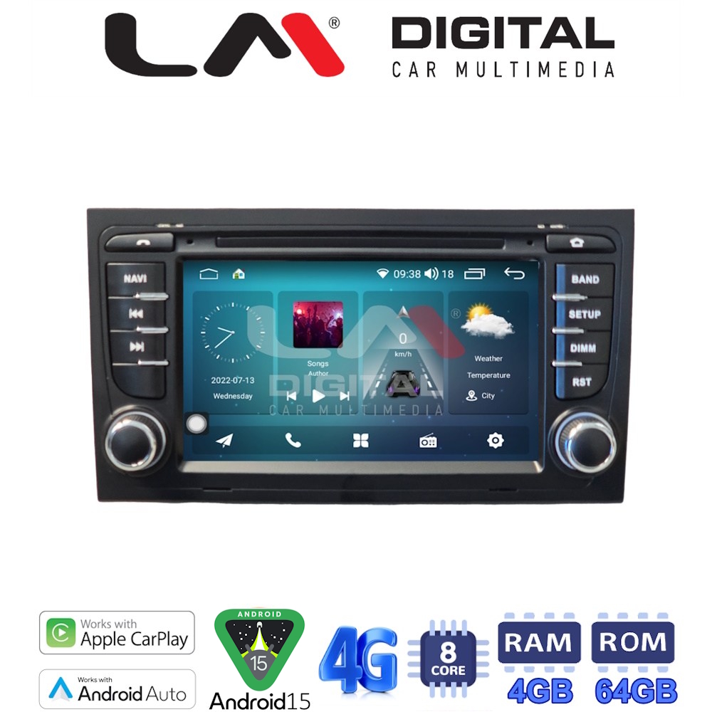 LM Digital - LM Q8050 GPS Οθόνη OEM Multimedia Αυτοκινήτου για AUDI A4 8Ε 2001 > 2008(για οχήματα με εργοστασιακή 1din θέση, είναι απαραίτητη επιπλέον βάση)SEAT EXEO 2008>2013 (CarPlay/AndroidAuto/BT/GPS/WIFI/GPRS)