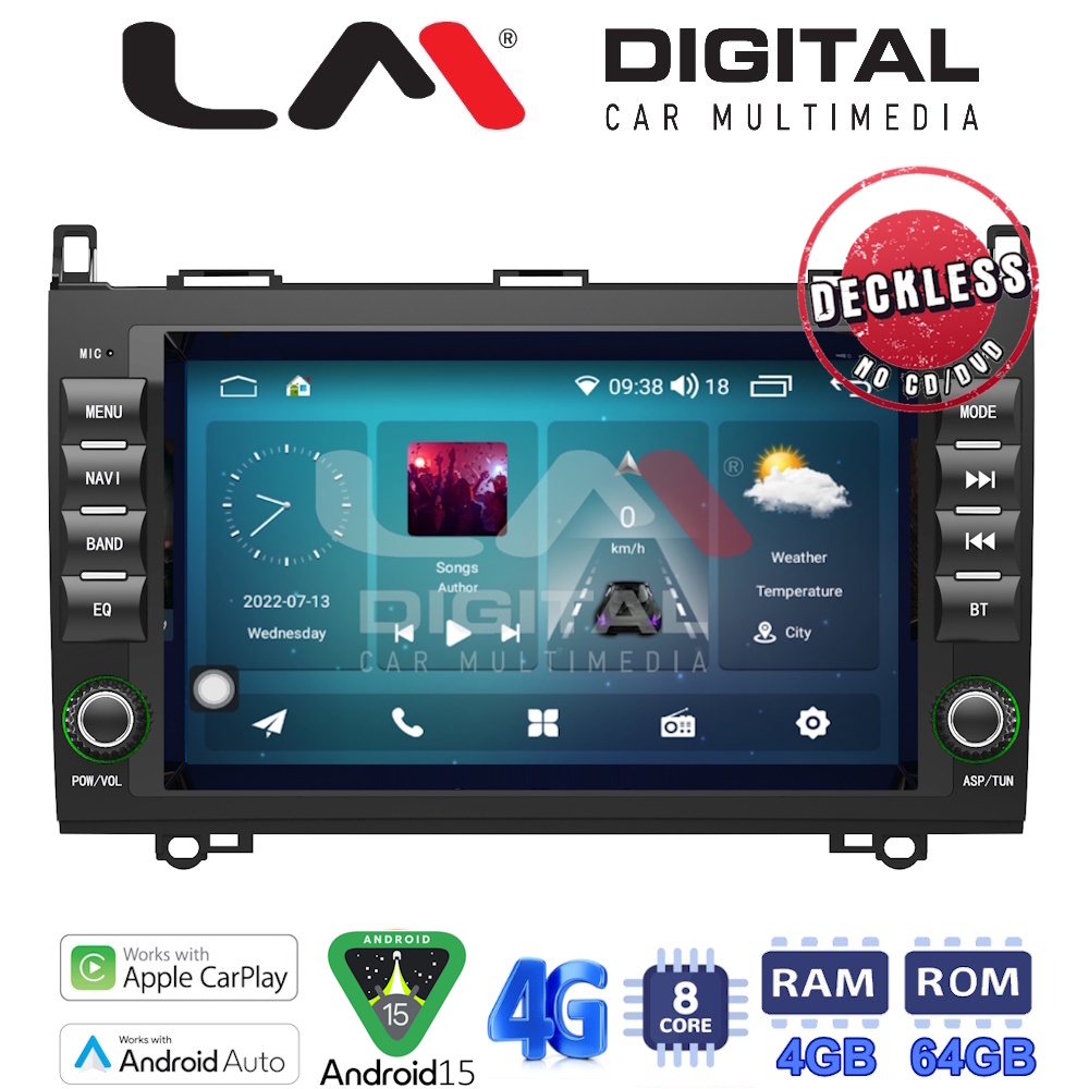LM Digital - LM Q8068 GPS Οθόνη OEM Multimedia Αυτοκινήτου για MERCEDESA (W169) 2004>2012B (W245) 2005>2012SPRINTER-VITO-VIANO 2004>2019 (CarPlay/AndroidAuto/BT/GPS/WIFI/GPRS)