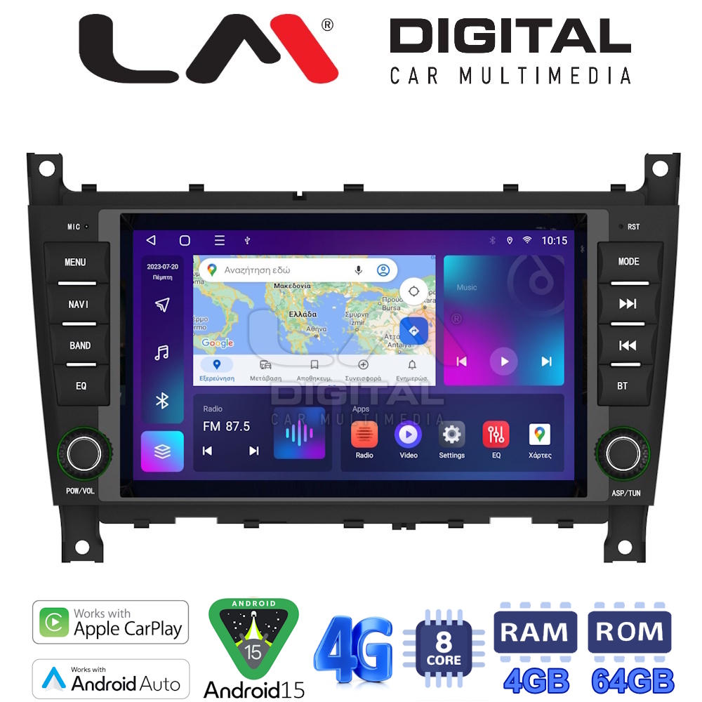 LM Digital - LM Q8093 GPS Οθόνη OEM Multimedia Αυτοκινήτου για MERCEDES C (W203) 04>07, CLC 04>08 (CarPlay/AndroidAuto/BT/GPS/WIFI)