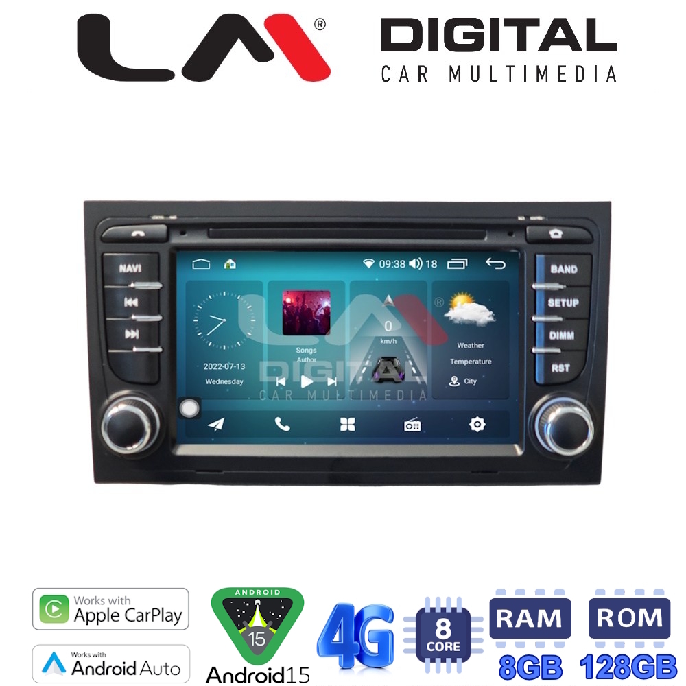 LM Digital - LM T8050 GPS OEM Multimedia Αυτοκινήτου για AUDI A4 8Ε 2001 > 2008(για οχήματα με εργοστασιακή 1din θέση, είναι απαραίτητη επιπλέον βάση)SEAT EXEO 2008>2013 (CarPlay/AndroidAuto/BT/GPS/WIFI/GPRS)