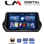 LM Digital - LM ZL4375 GPS Οθόνη OEM Multimedia Αυτοκινήτου για PEUGEOT 208-2008 2012>  (BT/GPS/WIFI)