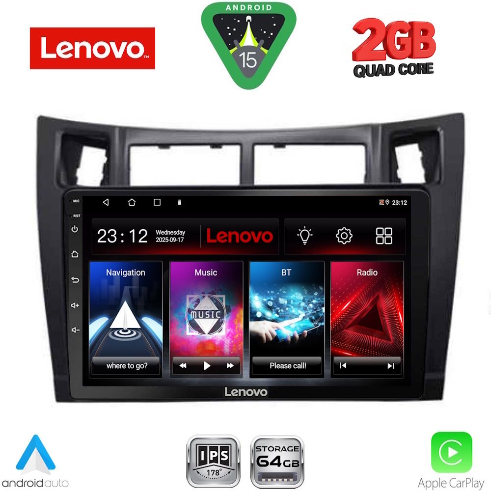LENOVO LVD 2736BL_CPA (9inc) MULTIMEDIA TABLET for TOYOTA YARIS mod. 2006-2011 (BLACK)