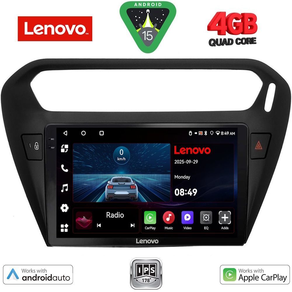 LENOVO LVE 8511BL_CPAA (9inc) MULTIMEDIA TABLET for CITROEN ELYSEE – PEUGEOT 301 mod. 2013-2026  (BLACK)