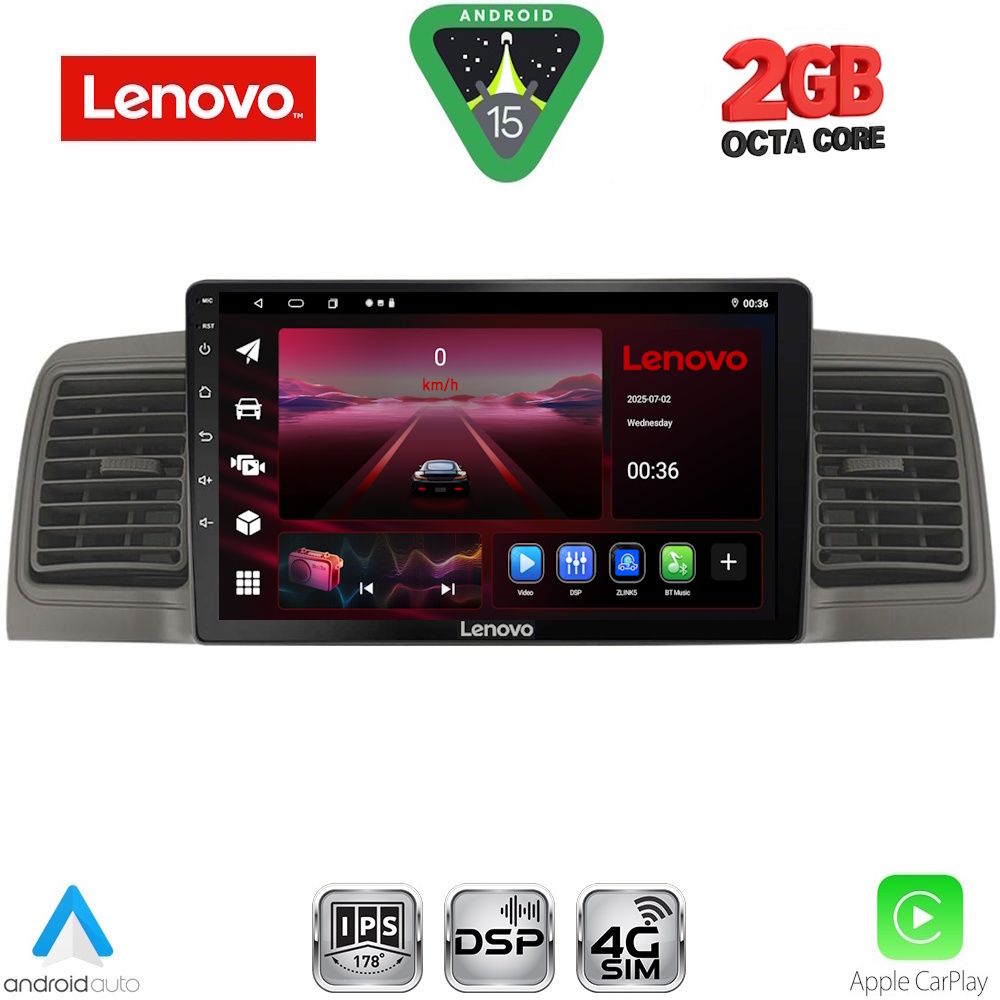LENOVO LVF 5712GR_CPA (9inc) MULTIMEDIA TABLET for TOYOTA COROLLA mod. 2001-2006 (GREY)