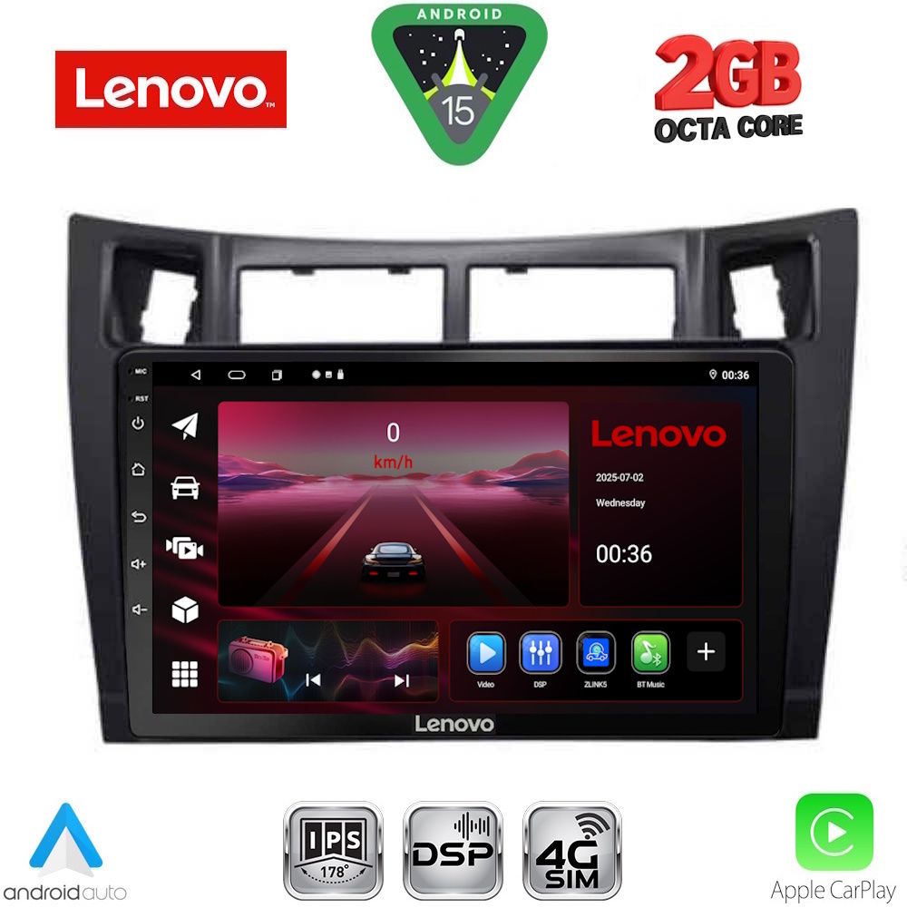 LENOVO LVF 5736BL_CPA (9inc) MULTIMEDIA TABLET for TOYOTA YARIS mod. 2006-2011 (BLACK)