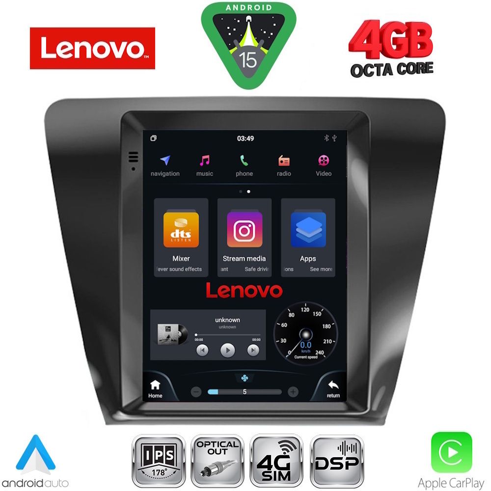 LENOVO SSX 9917_CPA TESLA STYLE for SKODA OCTAVIA 7 mod. 2013-2020