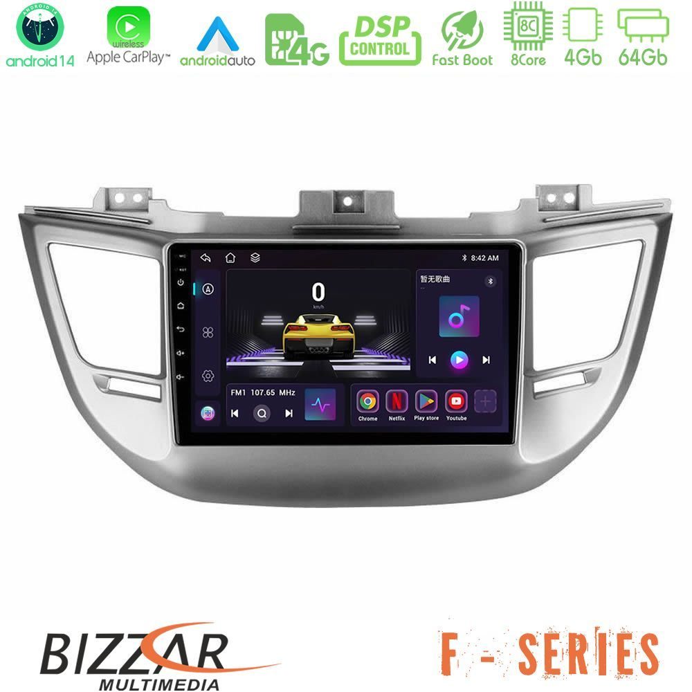 Bizzar F Series 8Core Android14 4+64GB  Hyundai Tucson 2015-2018 Navigation Multimedia Tablet 9" Με Carplay & Android Auto