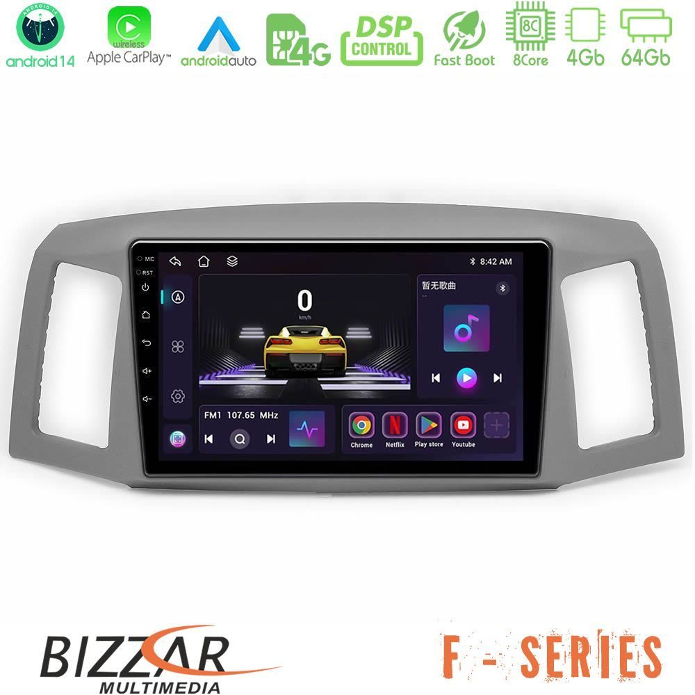 Bizzar F Series 8Core Android14 4+64GB  Jeep Grand Cherokee 2005-2007 Navigation Multimedia Tablet 10" Με Carplay & Android Auto