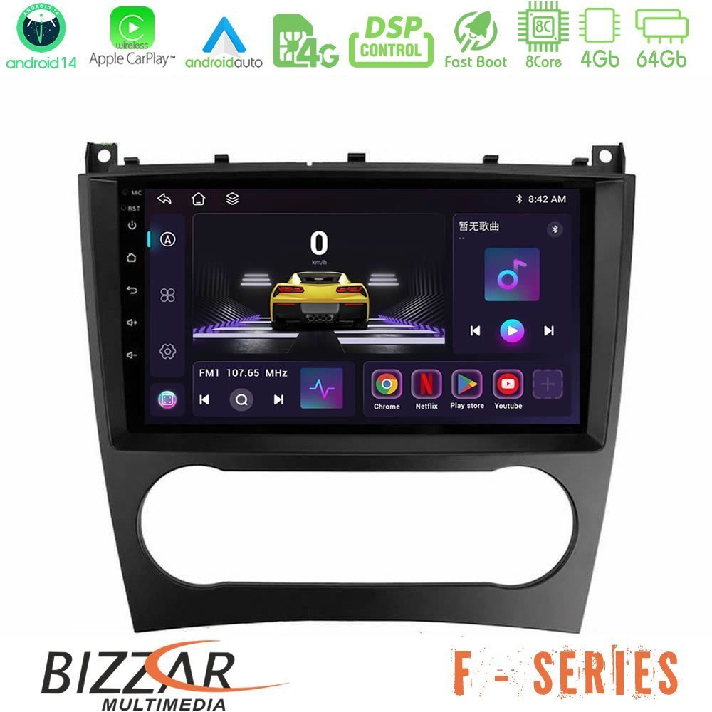 Bizzar F Series 8Core Android14 4+64GB  Mercedes W203 Facelift Navigation Multimedia Tablet 9" Με Carplay & Android Auto