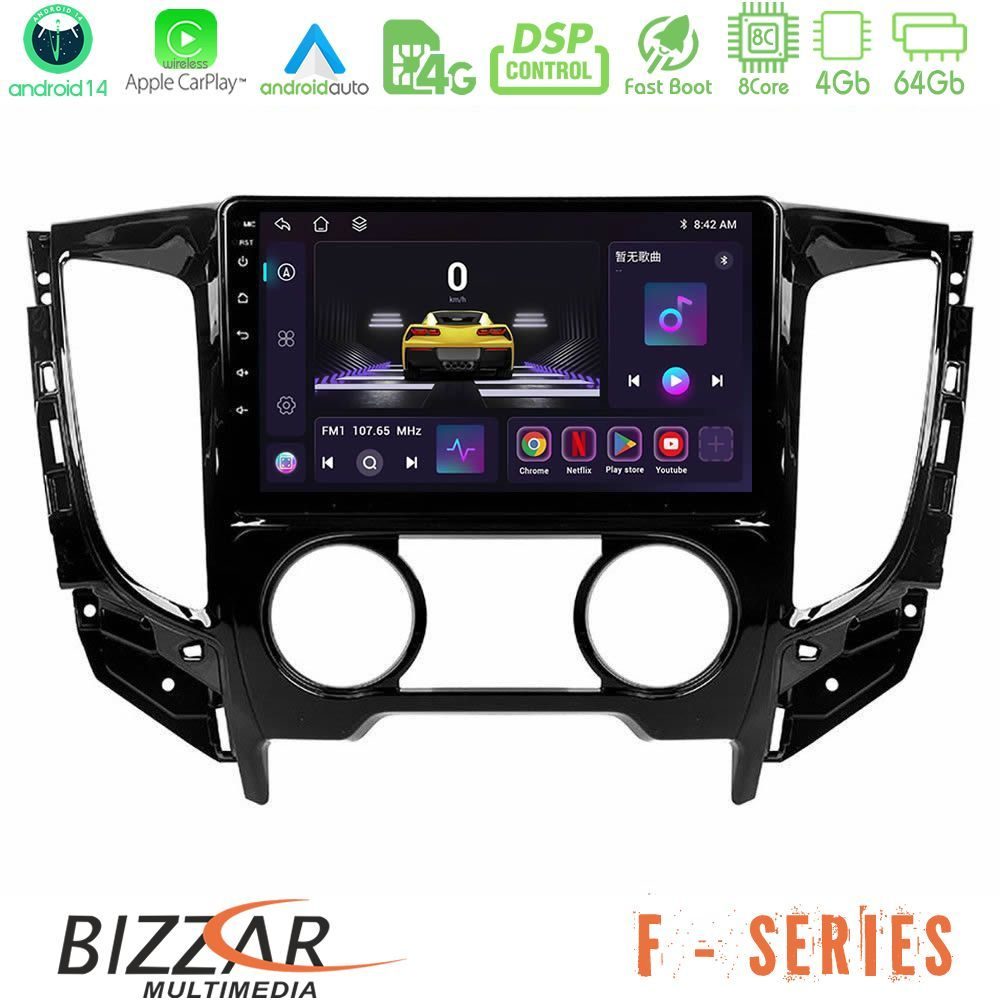Bizzar F Series 8Core Android14 4+64GB  Mitsubishi L200 2016-> & Fiat Fullback (Manual A/C) Navigation Multimedia Tablet 9" Με Carplay & Android Auto
