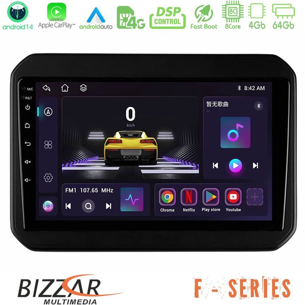 Bizzar F Series 8Core Android14 4+64GB  Suzuki Ignis Navigation Multimedia Tablet 9" Με Carplay & Android Auto