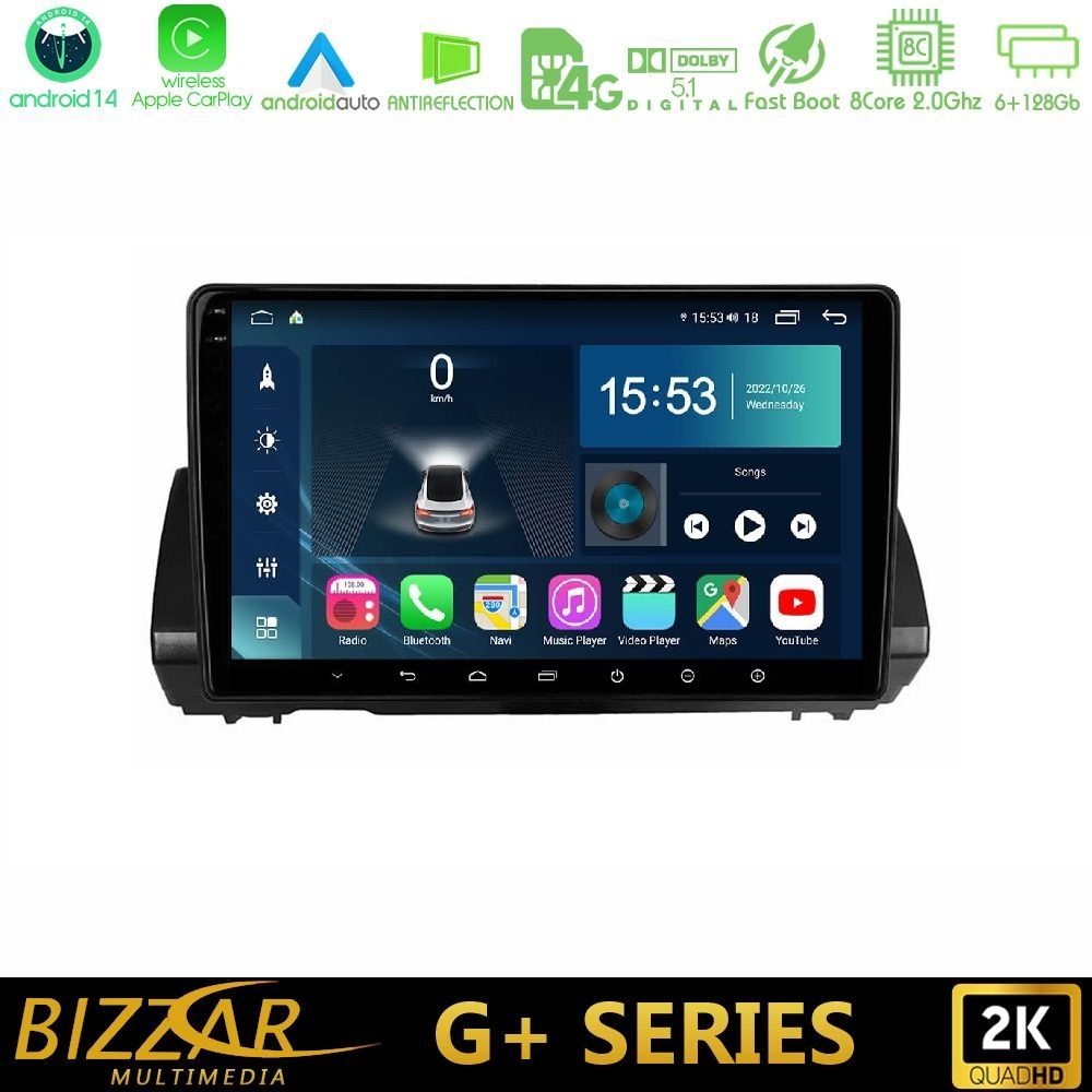 Bizzar G+ Series Dacia Sandero/Logan/Jogger 2022-> 8core Android14 6+128GB Navigation Multimedia Tablet 9"