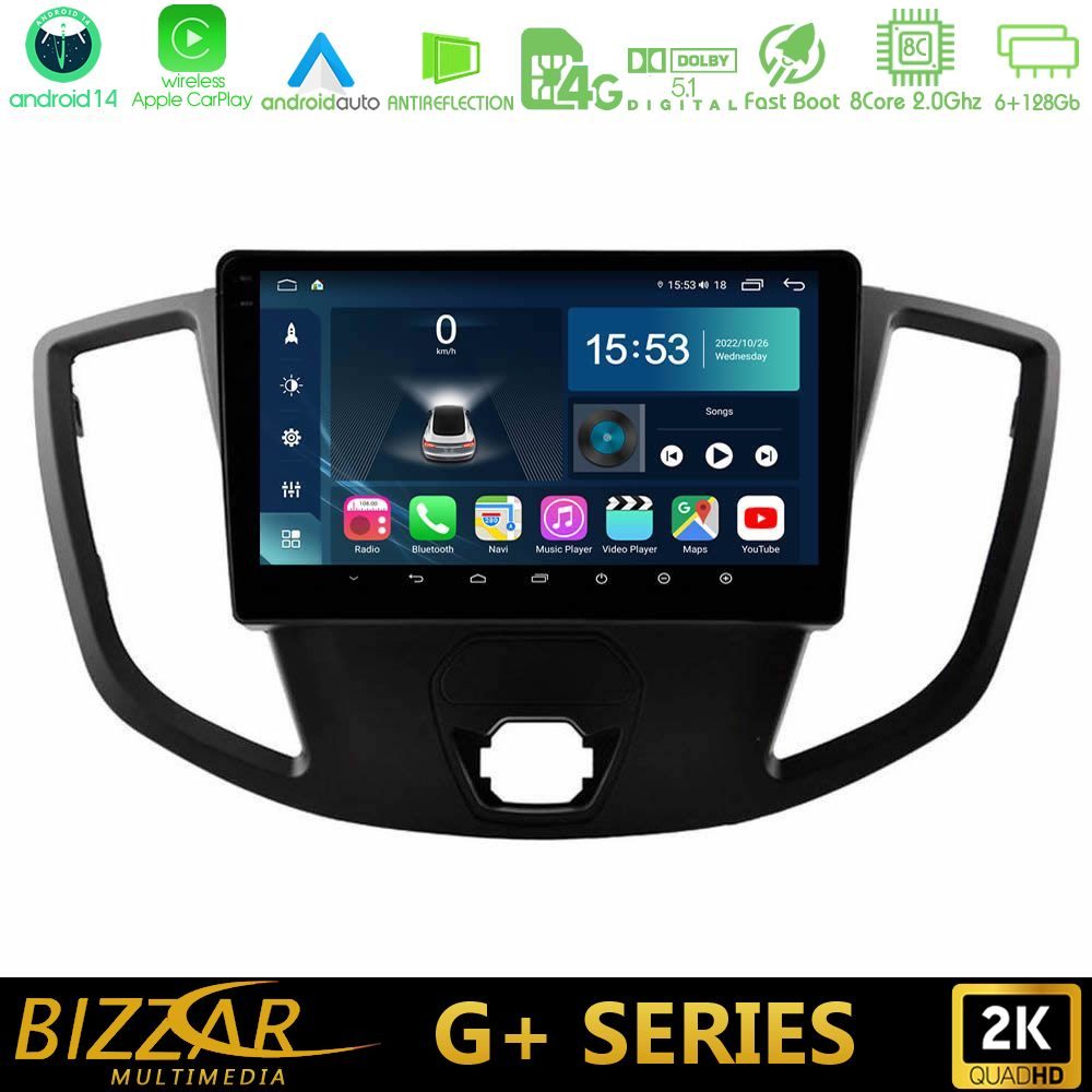 Bizzar G+ Series Ford Transit 2014-> 8Core Android14 6+128GB Navigation Multimedia Tablet 9"