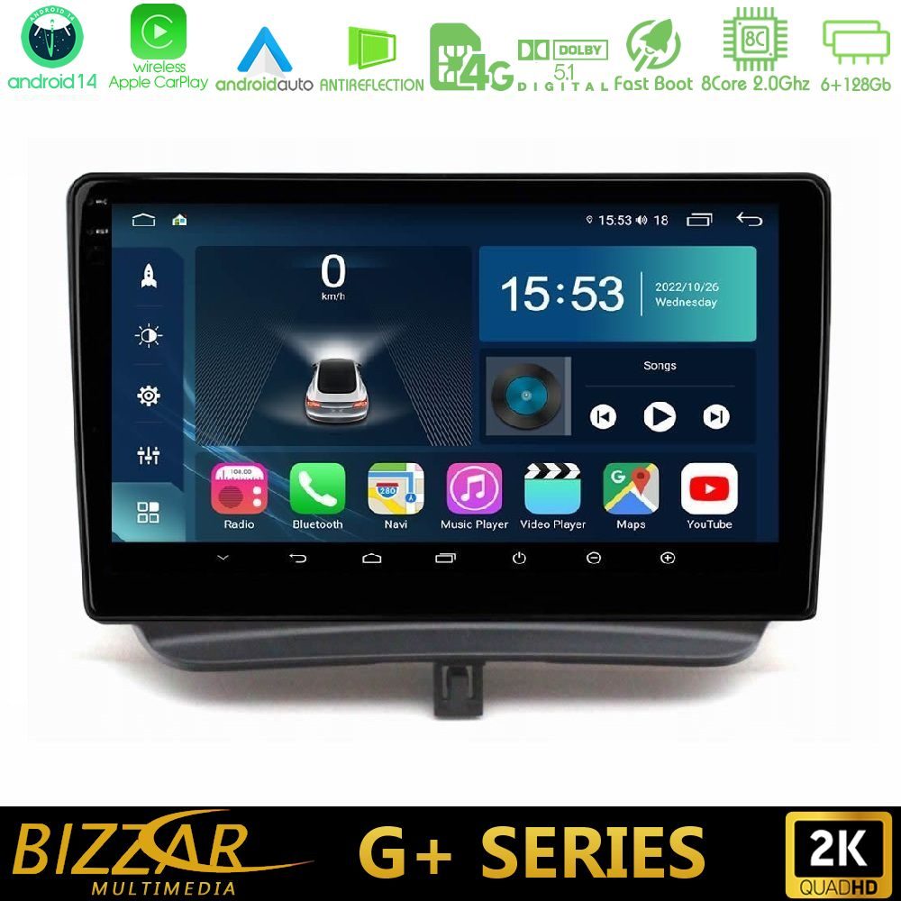 Bizzar G+ Series Ford Courier 2015-2023 8core Android14 6+128GB Navigation Multimedia Tablet 9"