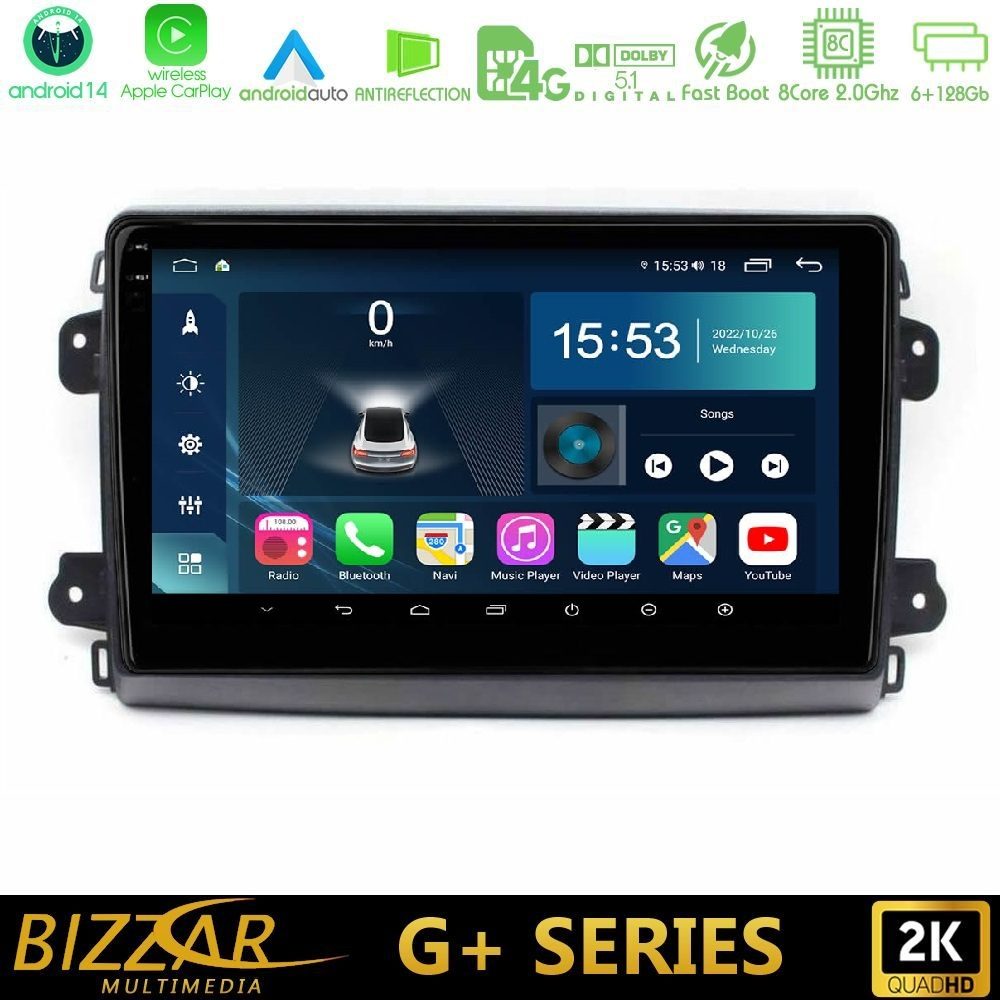 Bizzar G+ Series Citroen/Fiat/Opel 8core Android14 6+128GB Navigation Multimedia Tablet 9"