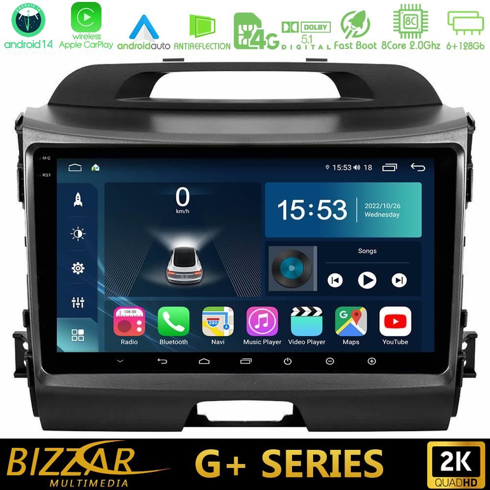 Bizzar G+ Series Kia Sportage 8core Android14 6+128GB Navigation Multimedia Tablet 9"