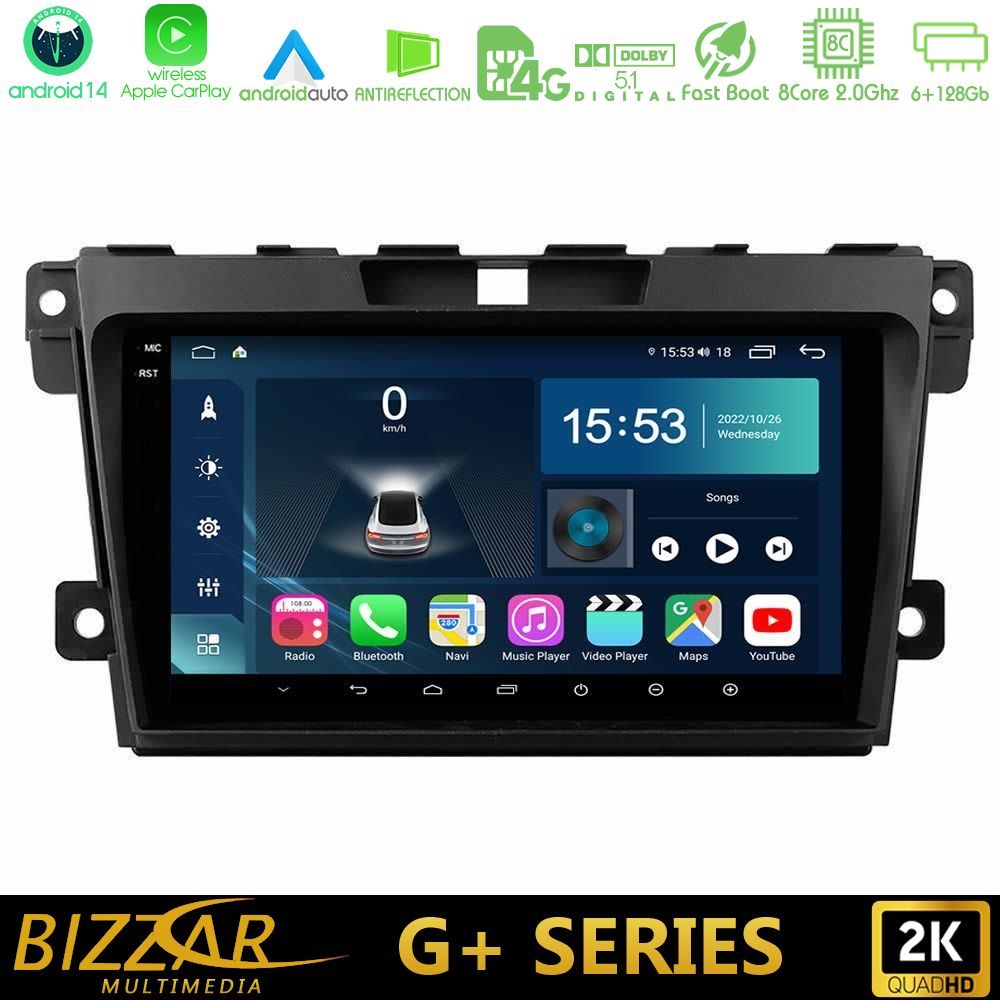 Bizzar G+ Series Mazda CX-7 2007-2011 8core Android14 6+128GB Navigation Multimedia Tablet 9"