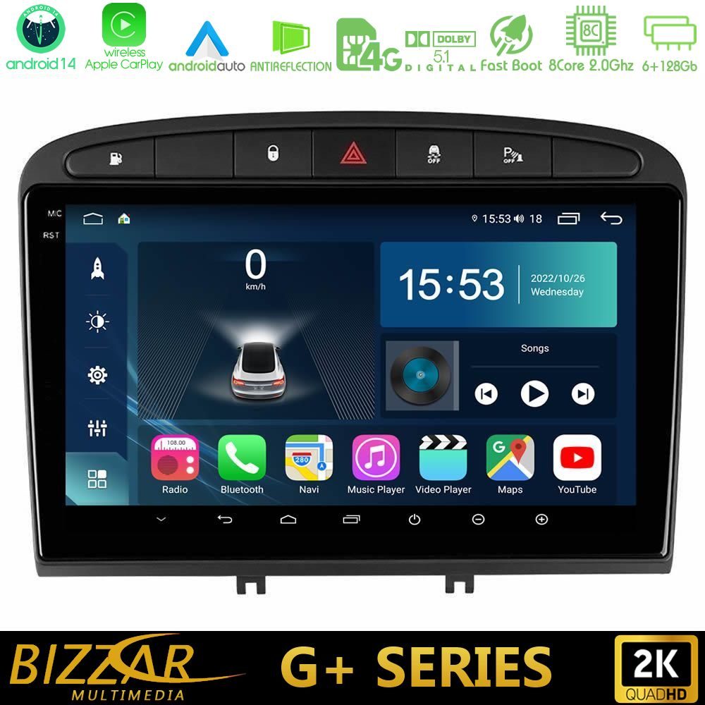 Bizzar G+ Series Peugeot 308/RCZ 8core Android14 6+128GB Navigation Multimedia Tablet 9"