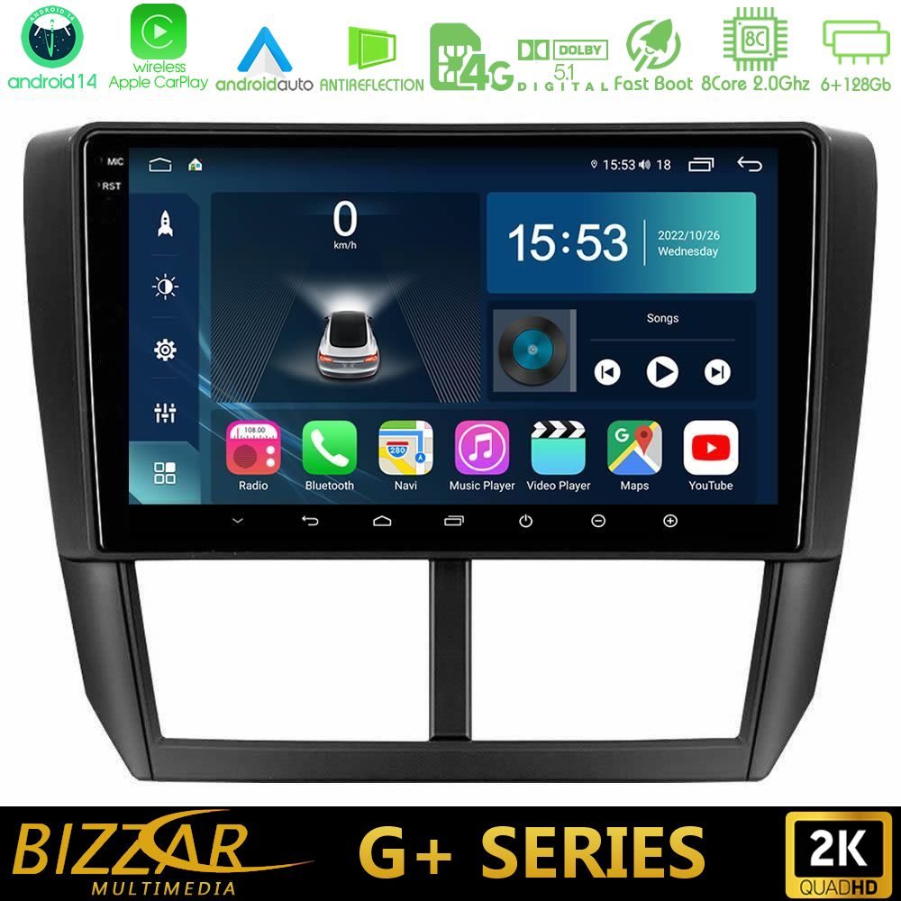 Bizzar G+ Series Subaru Forester 8core Android14 6+128GB Navigation Multimedia Tablet 9"