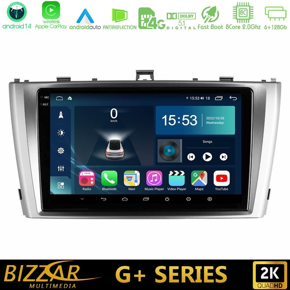 Bizzar G+ Series Toyota Avensis T27 8core Android14 6+128GB Navigation Multimedia Tablet 9"