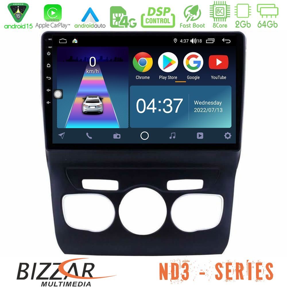Bizzar ND3 Series 8Core Android15 2+64GB  Citroen C4L Navigation Multimedia Tablet 10"