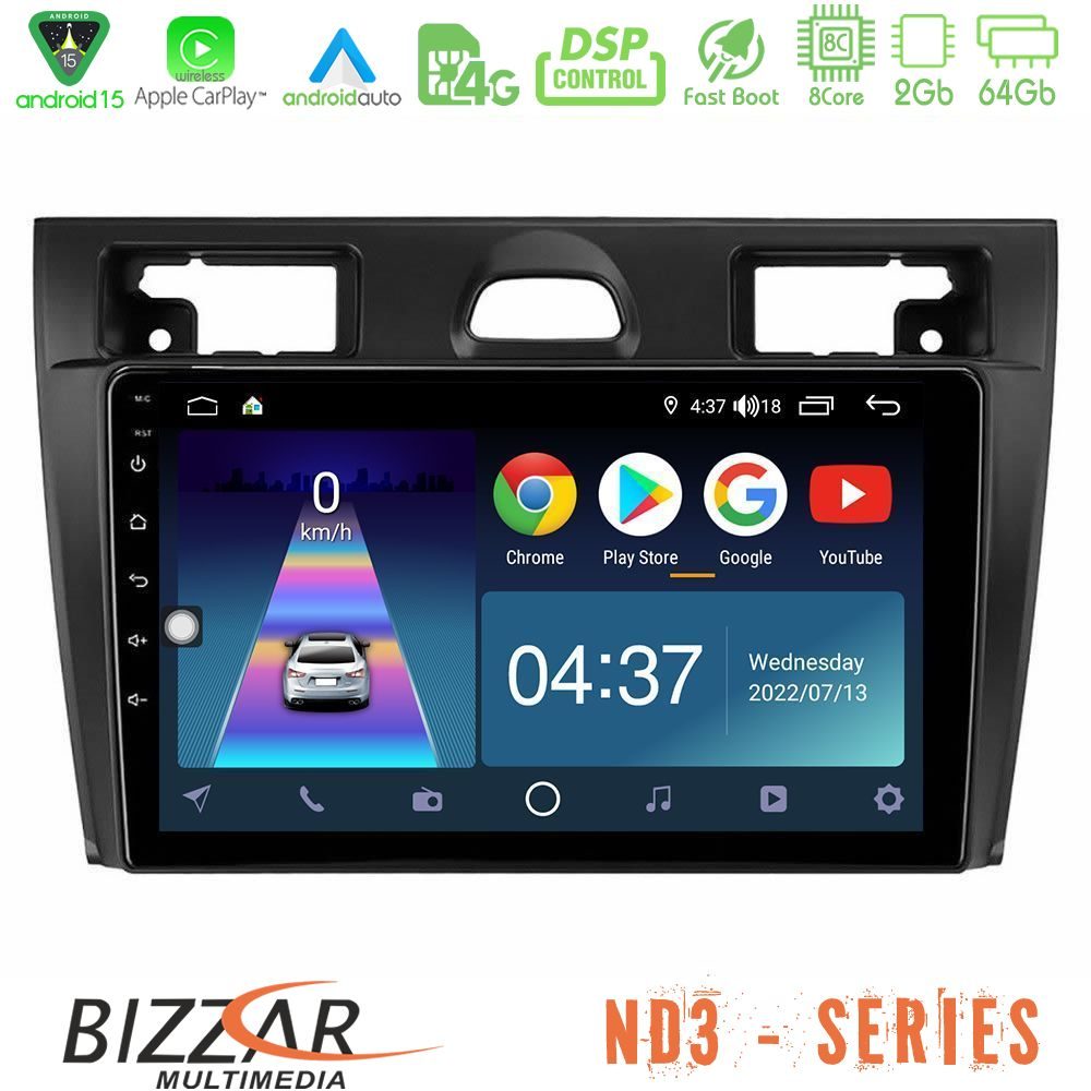 Bizzar ND3 Series 8Core Android15 2+64GB  Ford Fiesta/Fusion Navigation Multimedia Tablet 9"