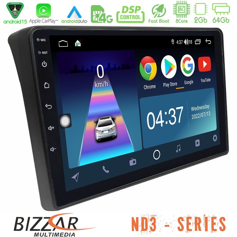 Bizzar ND3 Series 8Core Android15 2+64GB  Fiat Ducato/Citroen Jumper/Peugeot Boxer Navigation Multimedia Tablet 9"