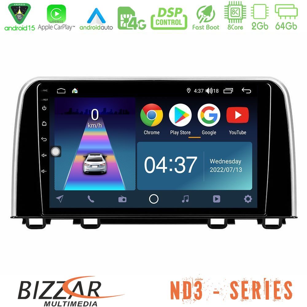 Bizzar ND3 Series 8Core Android15 2+64GB  Honda CR-V 2019-> Navigation Multimedia Tablet 10"