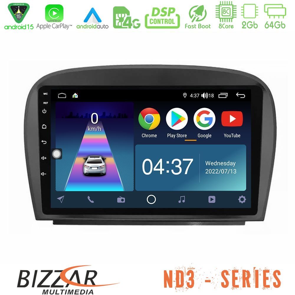 Bizzar ND3 Series 8Core Android15 2+64GB  Mercedes SL Class 2005-2011 Navigation Multimedia Tablet 9"