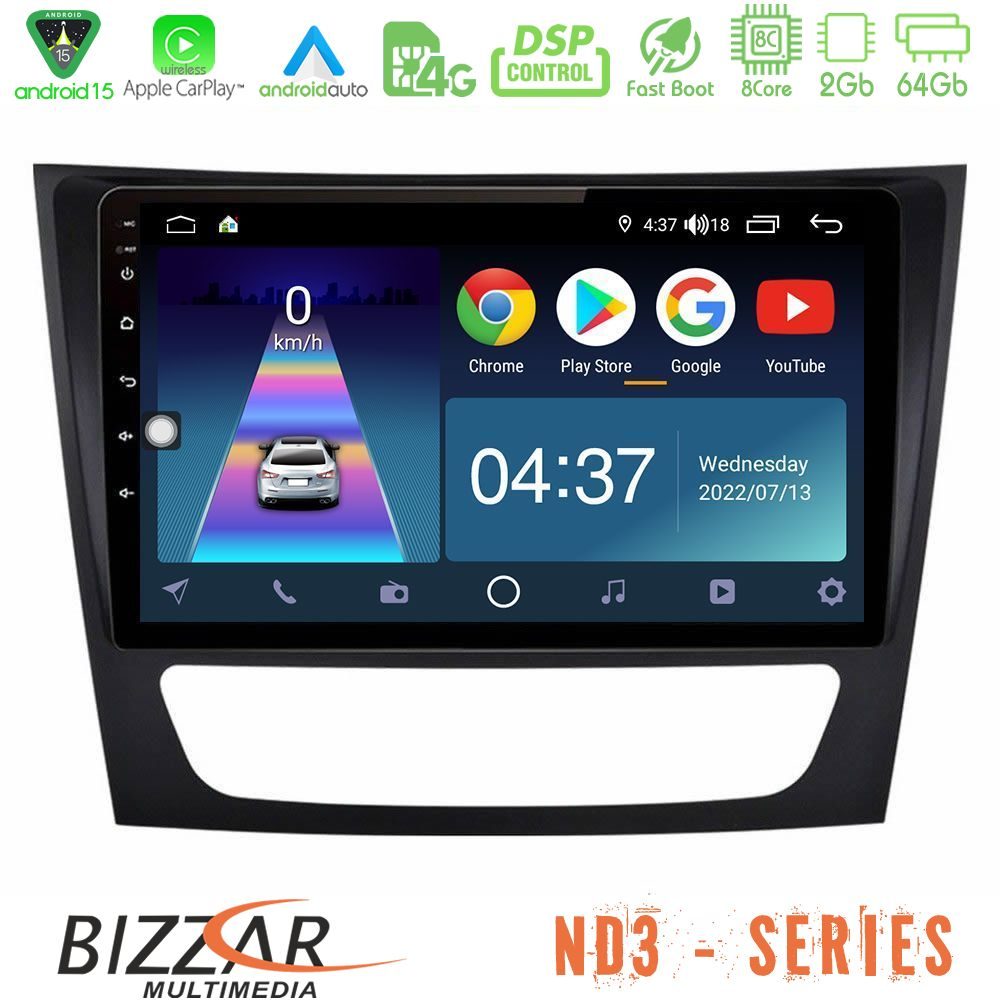 Bizzar ND3 Series 8Core Android15 2+64GB  Mercedes E Class / CLS Class Navigation Multimedia Tablet 9"