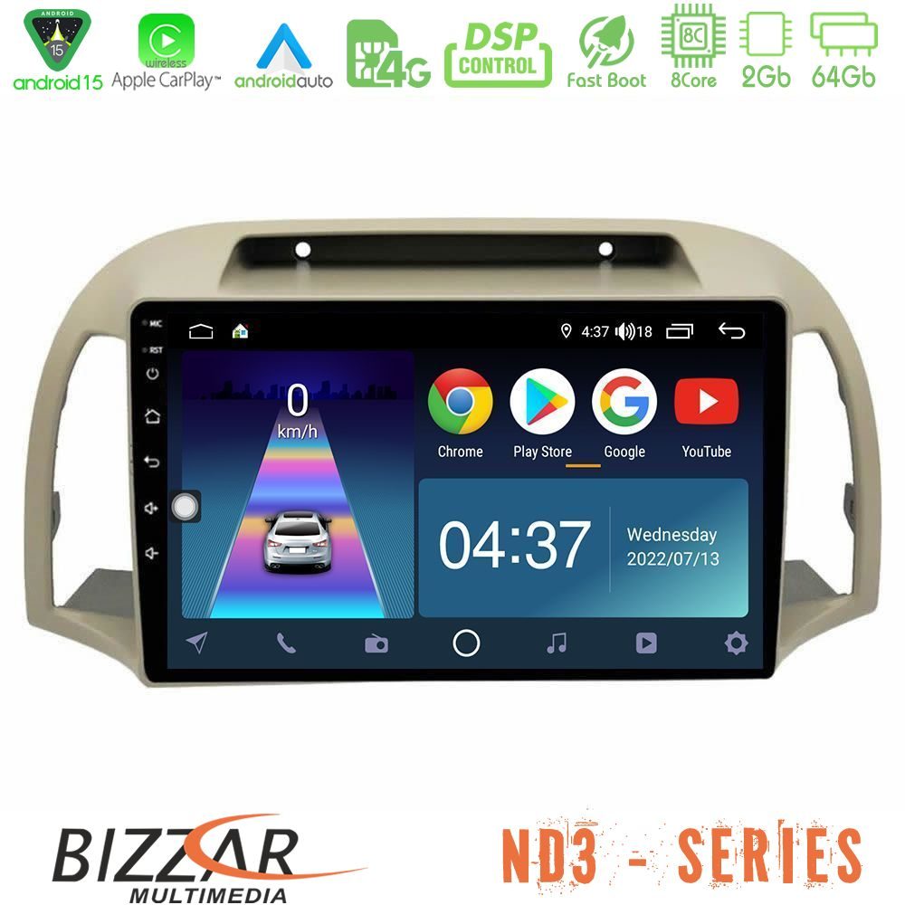Bizzar ND3 Series 8Core Android15 2+64GB  Nissan Micra K12 2002-2010 Navigation Multimedia Tablet 9"