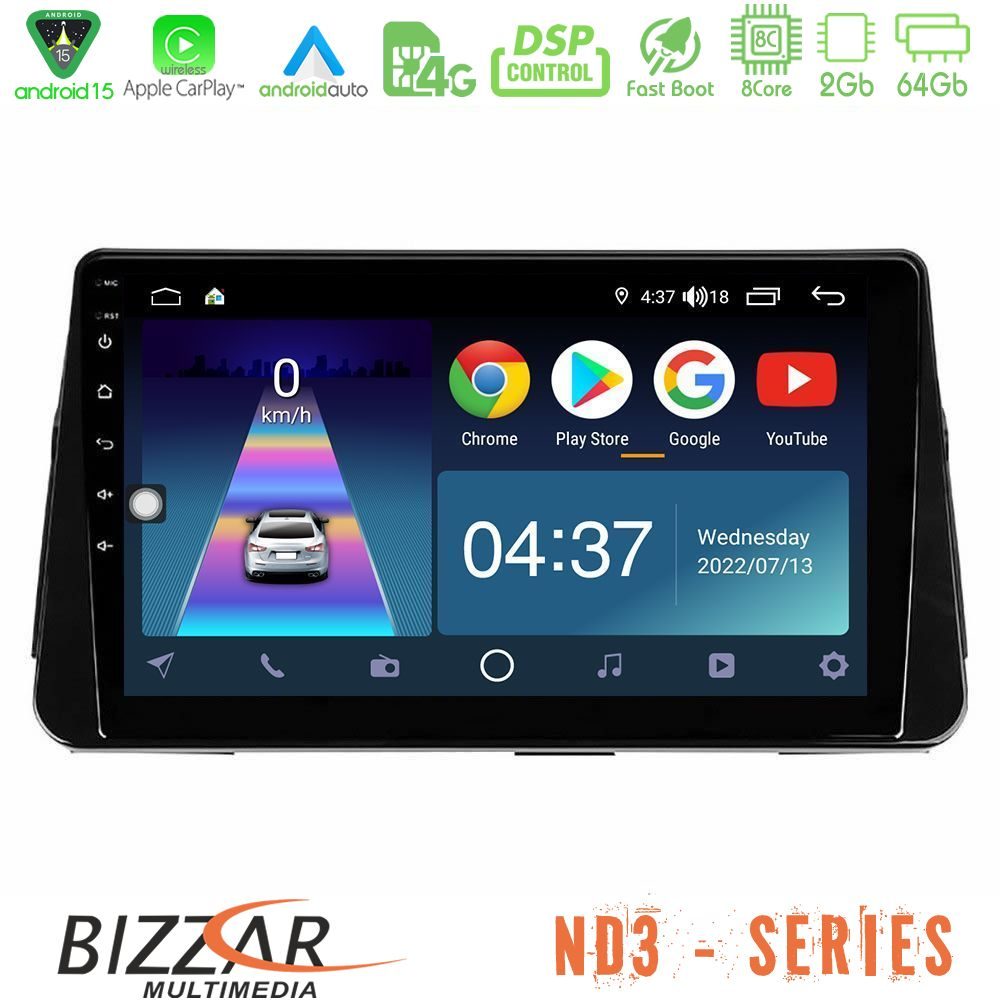 Bizzar ND3 Series 8Core Android15 2+64GB  Nissan Micra K14 Navigation Multimedia Tablet 9"