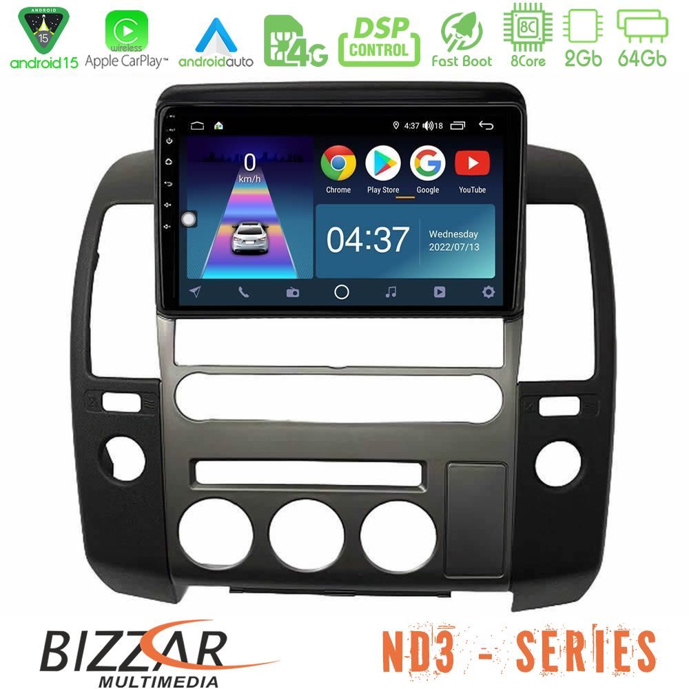 Bizzar ND3 Series 8Core Android15 2+64GB   Nissan Navara D40 2006-2012 (με εργ.οθόνη) Navigation Multimedia Tablet 9"