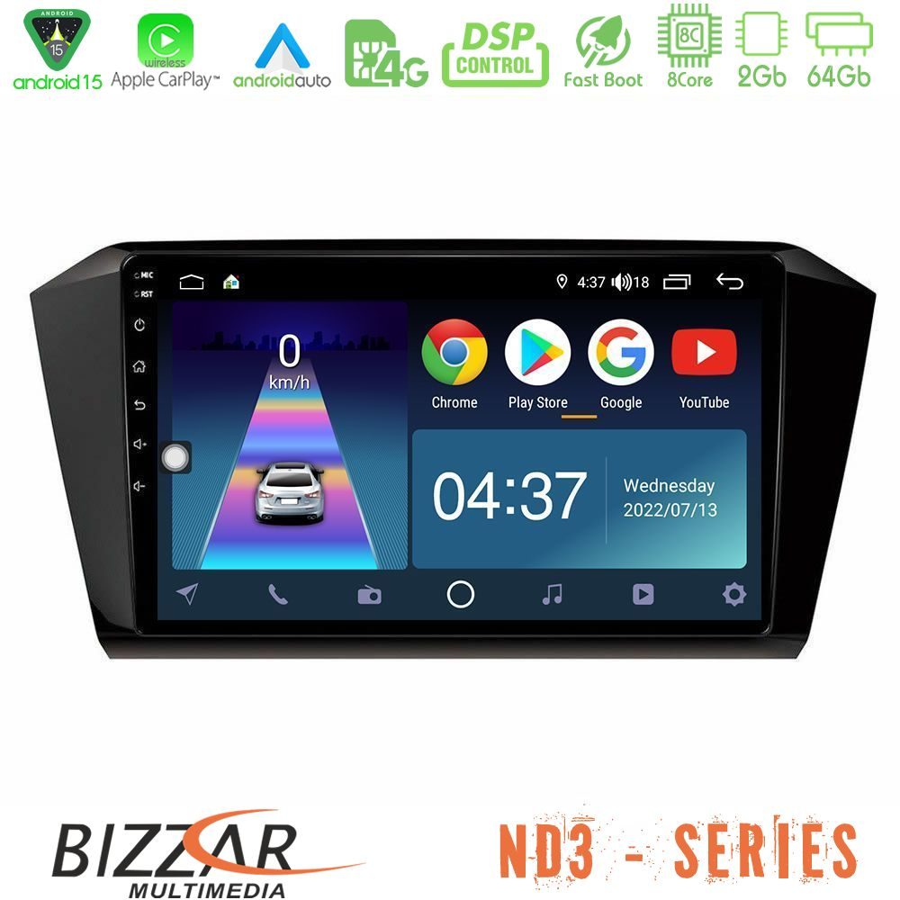 Bizzar ND3 Series 8Core Android15 2+64GB  VW Passat Navigation Multimedia Tablet 10"