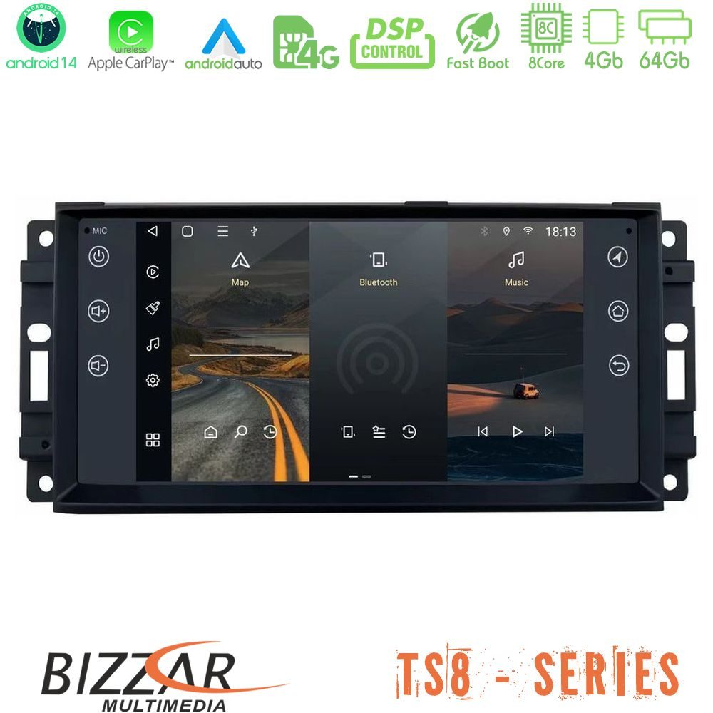Bizzar Jeep 8core Android14 4+64GB Navigation Multimedia Deckless 7" με Carplay/AndroidAuto (OEM Style)