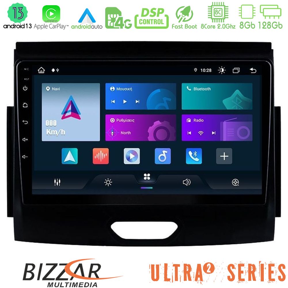 Bizzar Ultra Series Ford Ranger 2017-2022 8core Android13 8+128GB Navigation Multimedia Tablet 9"