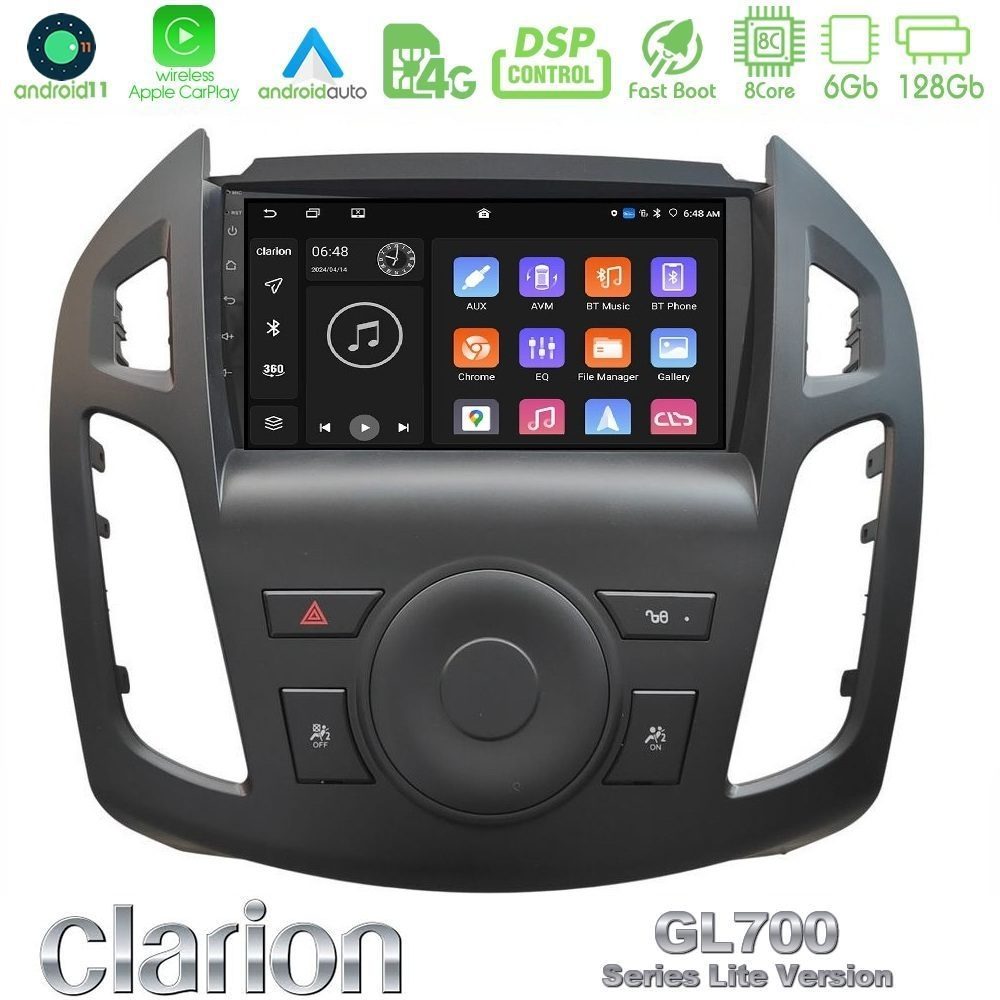 Clarion GL700 Lite Series 8Core Android11 6+128GB Ford Transit Connect Navigation Multimedia Tablet 9" Με Carplay & Android Auto