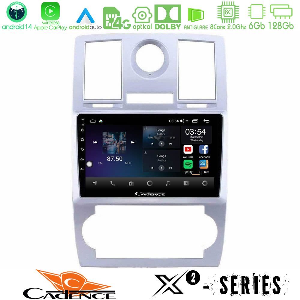 Cadence X2 Series 8Core Android14 6+128GB  Chrysler 300C Navigation Multimedia Tablet 9"